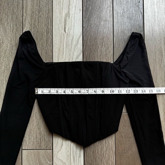 Princess Polly Beverly Long Sleeve Top Black Eco | Size: 2 | Like New - Picture 2 of 8